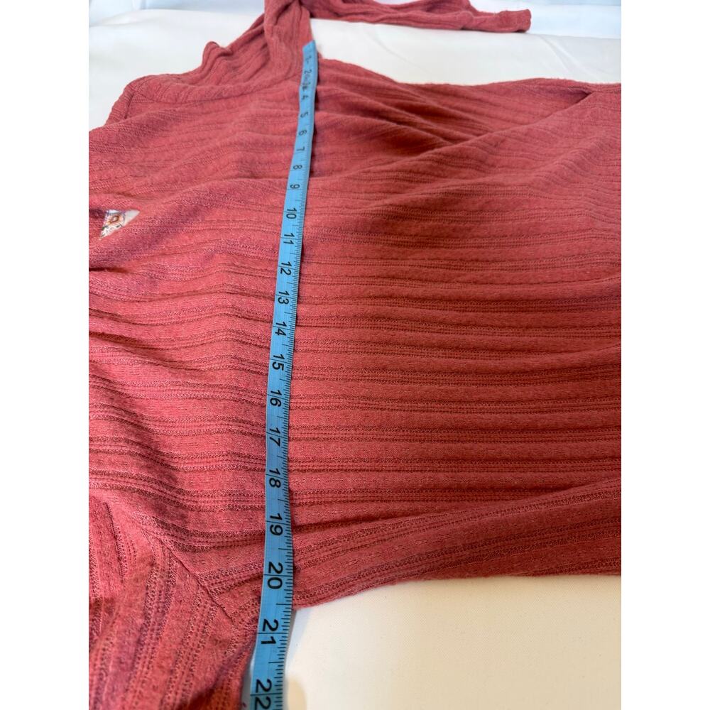 Mauve Wrap Sweater Rose Pink Waffle Knit Thermal Long Sleeve Anthropologie Small - Picture 5 of 8